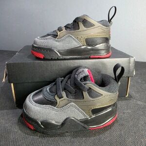 New 4C Jordan 4 RM TD FQ7937-060 Black Varsity Red Anthracite Toddler Box Damage